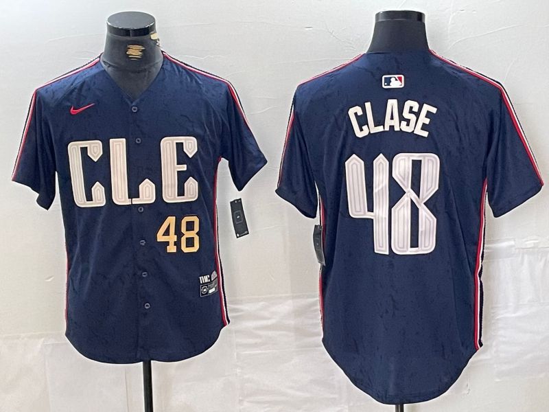 Men Cleveland Indians #48 Clase Blue City Edition Nike 2024 MLB Jersey style 2